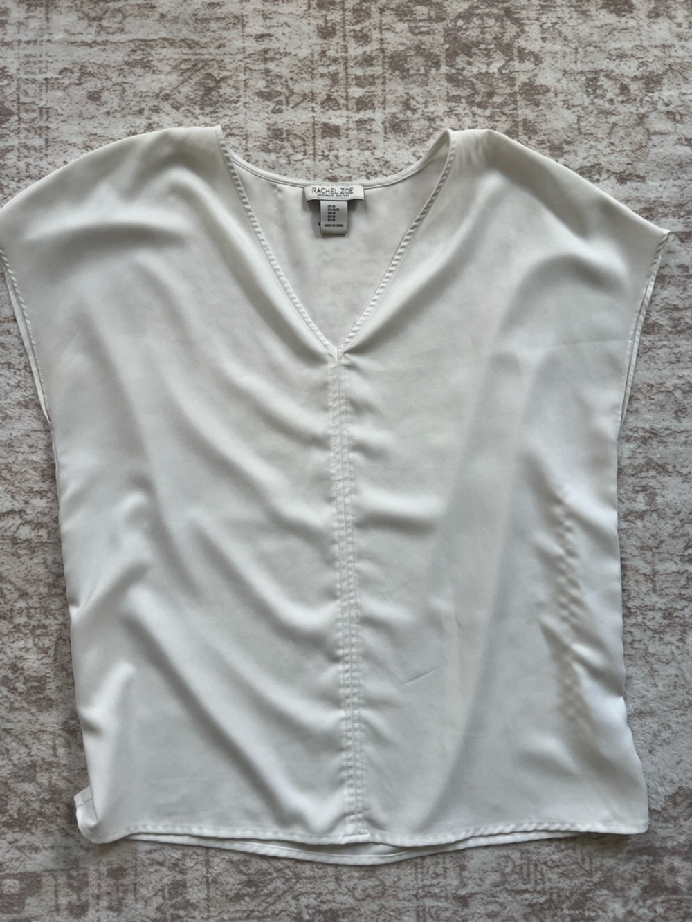 Rachel Zoe Cream V-Neck Cap Sleeve Blouse